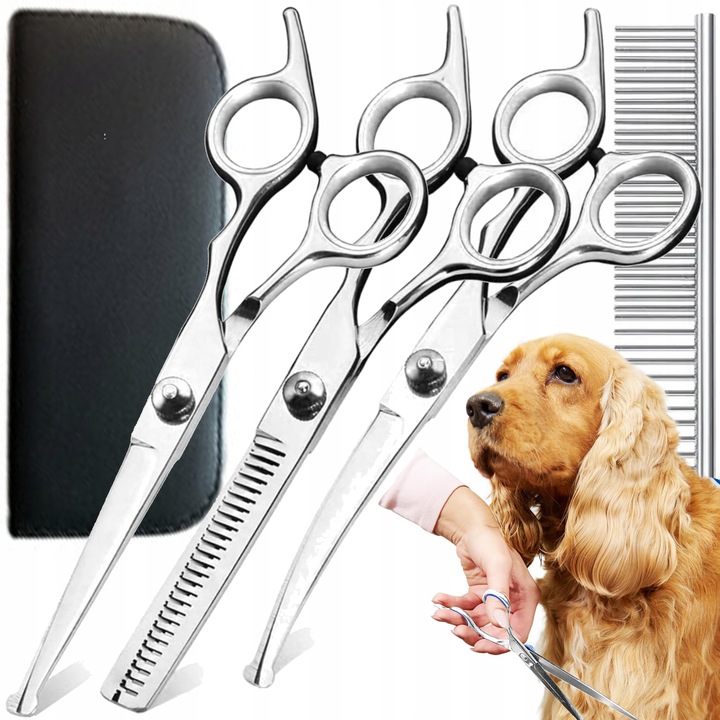 Profesjonalny Zestaw do strzyżenia nożyczki dla psów kotów Etui grzebień