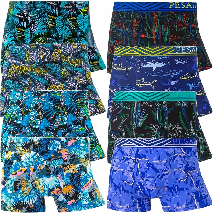 BOKSERKI MĘSKIE BAWEŁNIANE ŚMIESZNE PESAIL ZESTAW 7-PAK L