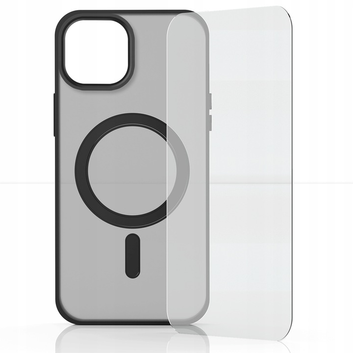 Etui Do iPhone 13 / 14 (Do Magsafe, Czarne Matowe, Wzmacniane) +Szkło 9H