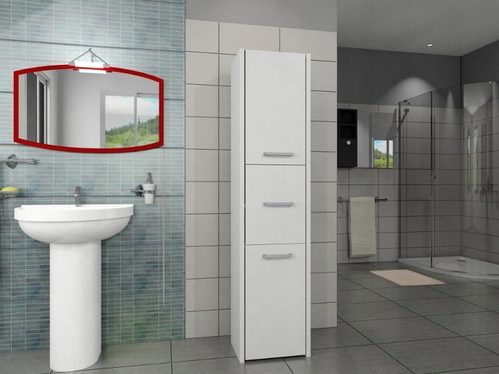 SZAFKA ŁAZIENKOWA REGAŁ SŁUPEK 30cm 3 DRZWI BIAŁA L-23