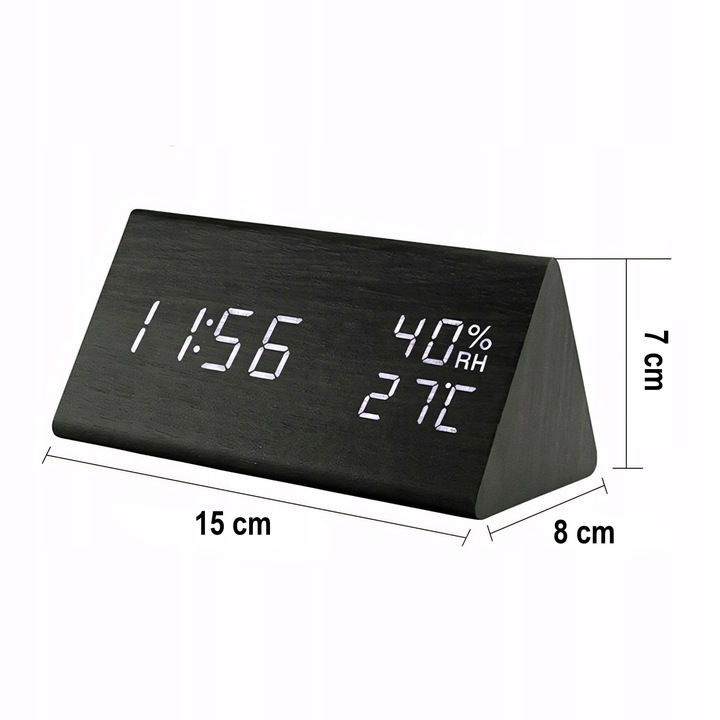 BUDZIK ZEGAR ELEKTRONICZNY TERMOMETR ALARM CYFROWY ZEGAREK STOJĄCY