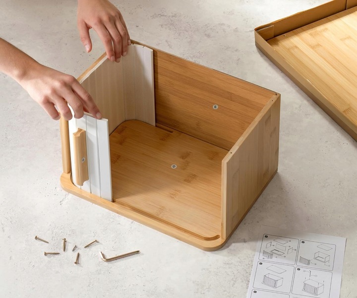 Bambus Chlebak Drewno Pojemnik Na Chleb Pieczywo 33x23 BIAŁE DRZWICZKI