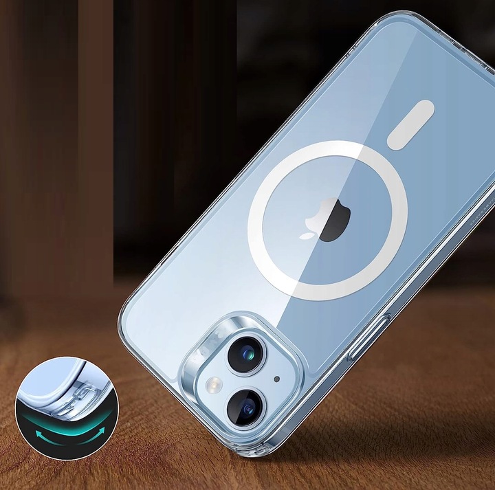 Etui Do iPhone 14 +Szkło 9H WZMACNIANE 360° do MAGSAFE CLEAR CASE