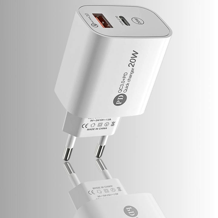 ZESTAW | SZYBKA ŁADOWARKA SIECIOWA USB TYPE-C + KABEL TYPE C | PD20W 3000mA