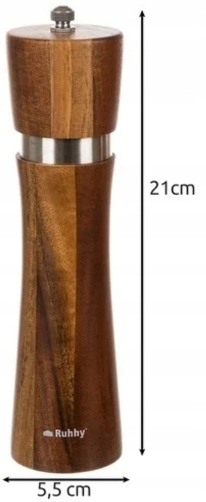 Młynek ręczny do soli i pieprzy DREWNIANY Ruhhy 2 sztuki