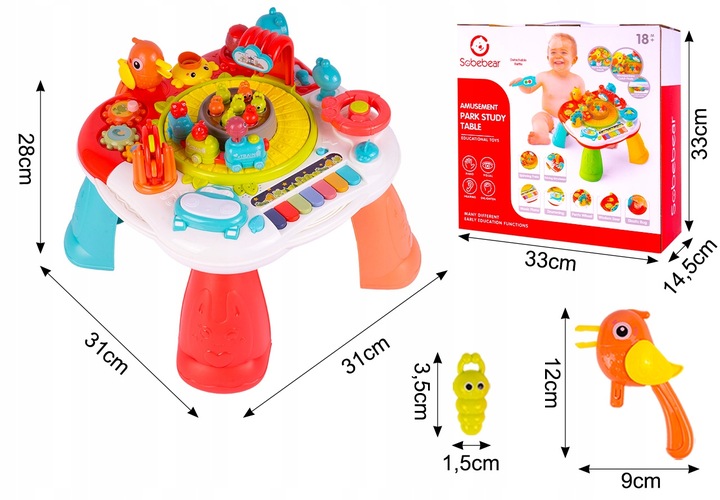 STOLIK EDUKACYJNY INTERAKTYWNY PIANINKO CIUCHCIA PIANINKO BĘBENEK PTASZEK