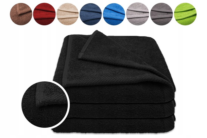 RĘCZNIK KĄPIELOWY bawełniany GRUBY ręcznik HOTELOWY SPA CZARNY 70x140