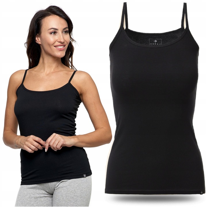 TOP DAMSKI Dopasowany Koszulka Gładka Bez Rękawów Podkoszulka MORAJ XL
