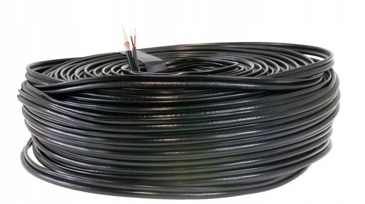 Przewód koncentryczny antenowy do kamer monitoringu CCTV z zasilaniem 100m