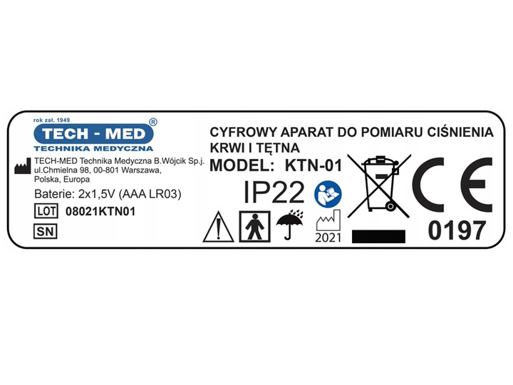 CIŚNIENIOMIERZ NADGARSTKOWY automatyczny ARYTMIA pamięć 2x120 ETUI