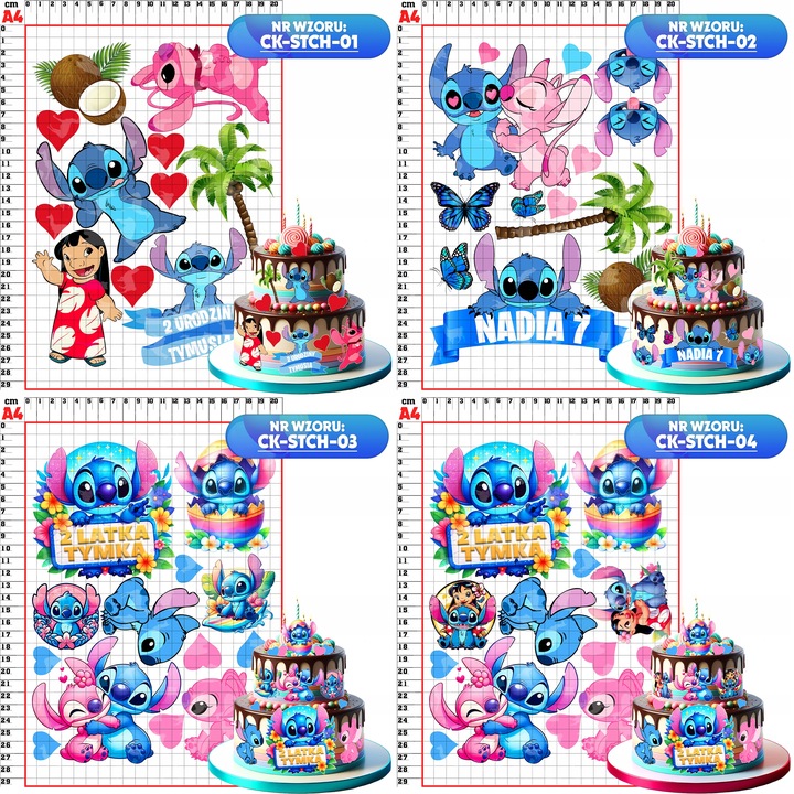 MEGA ZESTAW WYDRUK CUKROWY LILO I STITCH STICH STICZ OPŁATEK NA TORT WZORY