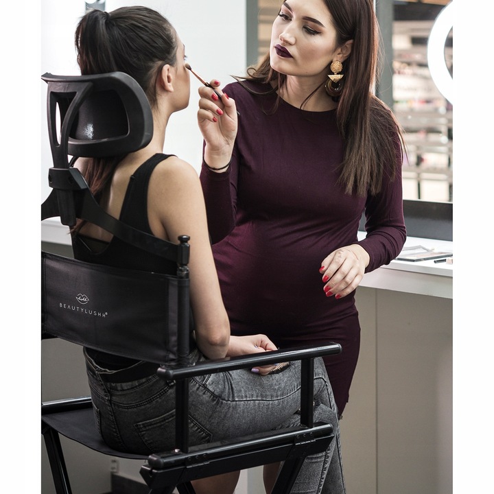 Krzesło do Makijażu Make-Up Wizażu Składane Aluminiowe Zagłówek