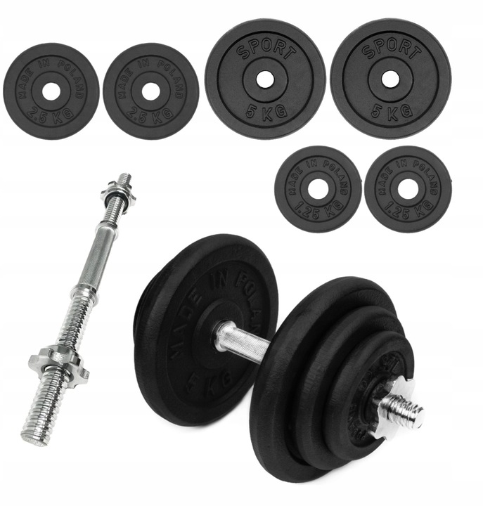 HANTLA ŻELIWNA 1x20kg hantel 20kg gryf obciążenie