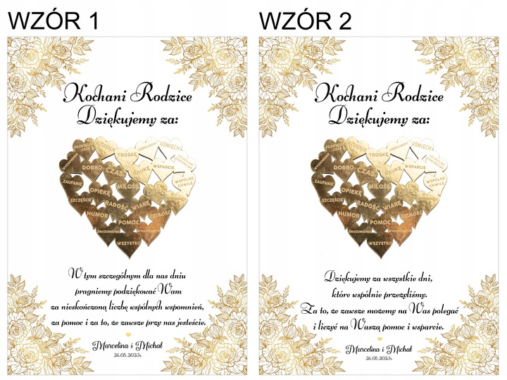 PODZIĘKOWANIE DLA RODZICÓW DZIADKÓW BABCI DZIADKA MAMY ŚLUB SERCE 3D RAMKA