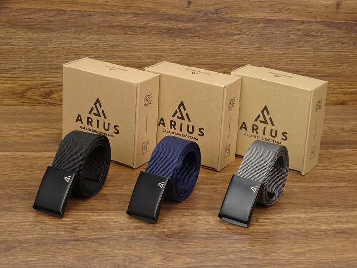 Szeroki Pasek MĘSKI parciany do spodni jeans szortów 3pack Arius ZESTAW 3w1