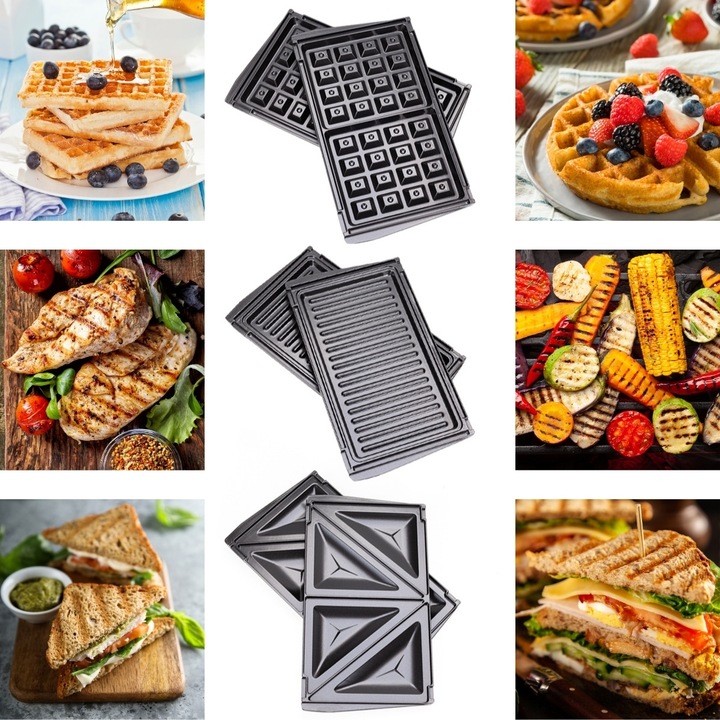 OPIEKACZ DO KANAPEK SANDWICH GRILL ELEKTRYCZNY GOFROWNICA 3-w-1