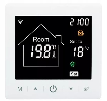 CZARNY TERMOSTAT POKOJOWY PANEL LCD 16A WIFI TUYA OGRZEWANIE PODŁOGOWE