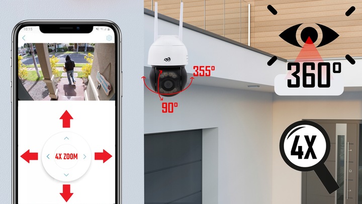 BEZPRZEWODOWA KAMERA WIFI OBROTOWA 4xZOOM FULLHD 2Mpx ZEWNĘTRZNA IR LED