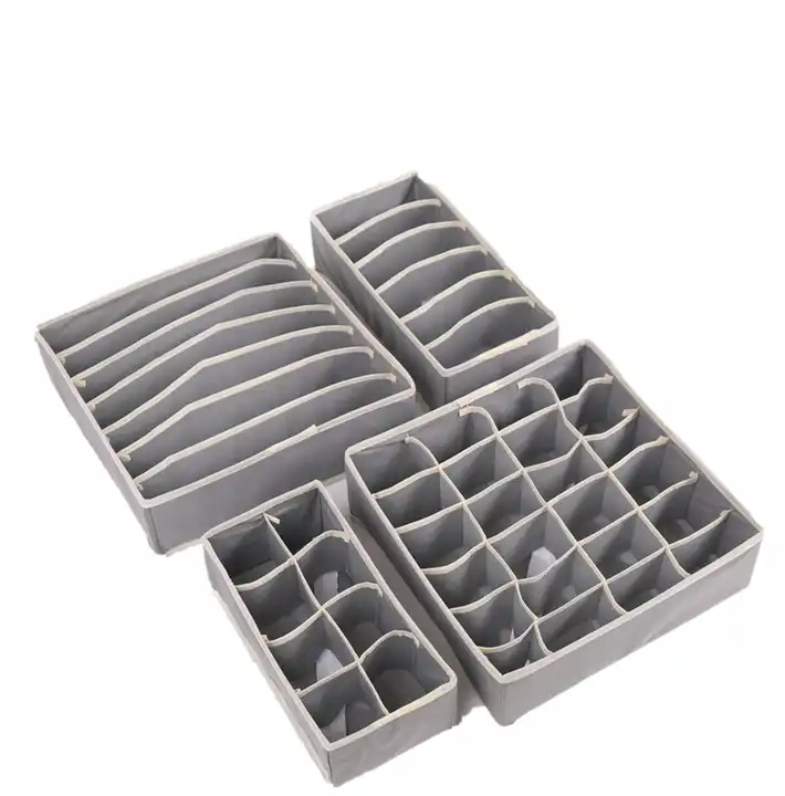 ORGANIZER NA BIELIZNĘ SKARPETY DO SZUFLADY SZAFY ZESTAW 4x PUDEŁKO