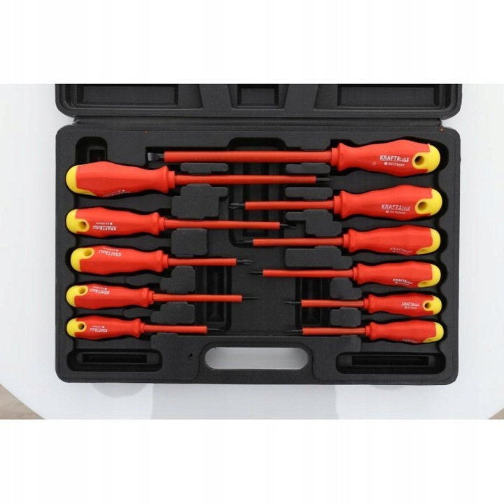 WKRĘTAKI ŚRUBOKRĘTY IZOLOWANE 11 ELEMENTÓW + WALIZKA RĄCZKA SOFT GRIP
