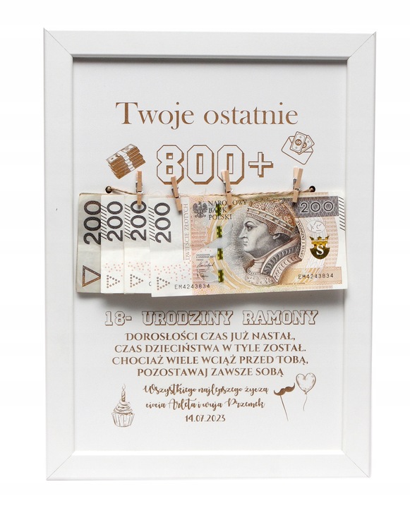RAMKA prezent 18 URODZINY widzisz TWOJE ostatnie 800+ plus
