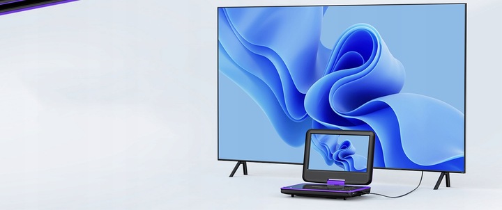 PRZENOŚNY SAMOCHODOWY ODTWARZACZ DVD 9'' LCD FIOLETOWY na 2000mAh Baterią