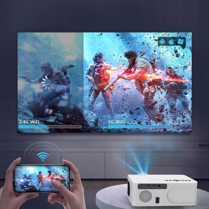 Projektor mini Rzutnik LED WiFi Android TV FULL HD 4K Autofocus do Telefonu