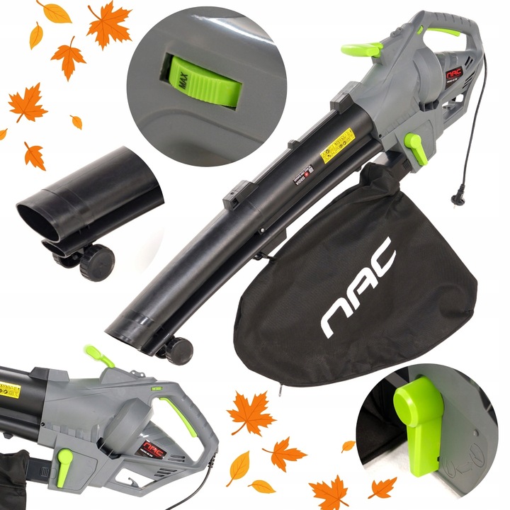 ODKURZACZ ELEKTRYCZNY OGRODOWY NAC DMUCHAWA DO LIŚCI 3W1 3500W Z