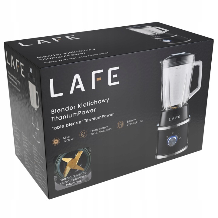 Blender Kielichowy Szklany do koktajli mikser Mocny1300W 1,5L Kruszy Lód