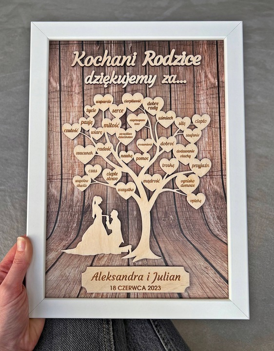 PODZIĘKOWANIE dla RODZICÓW PREZENT obraz 3D