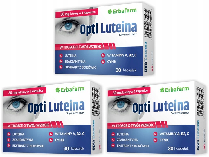 OptiLuteina + Zeaksantyna + Borówka Wsparcie Wzroku 30 Kapsułek