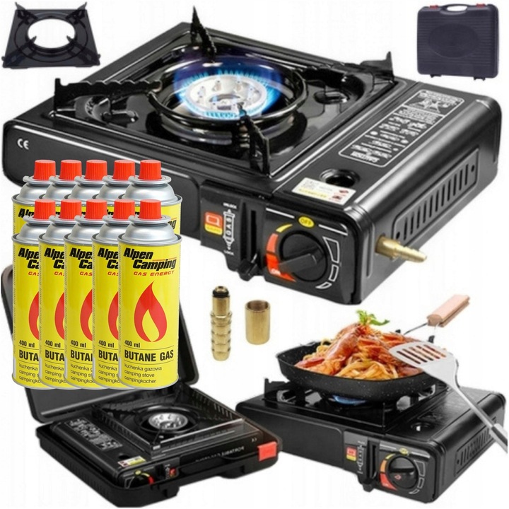KUCHENKA TURYSTYCZNA GAZOWA 2w1 Z REDUKTOREM I WALIZKĄ + 10 KARTUSZE GAZOW
