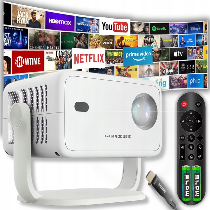 PROJEKTOR 4K FULL HD ANDROID AUTO FOKUS NETFLIX APLIKACJE OBROTOWY