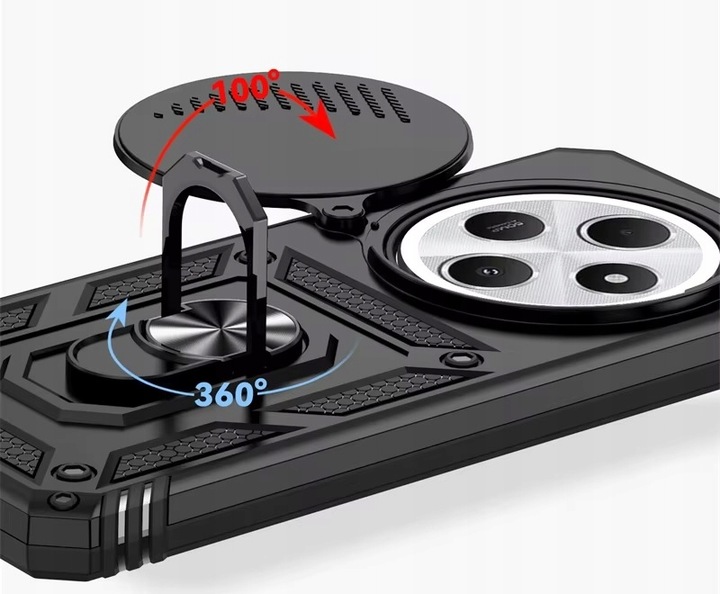 PANCERNE ETUI SLIDE RING CASE DO XIAOMI REDMI 14C | POCO C75 +SZKŁO 9H