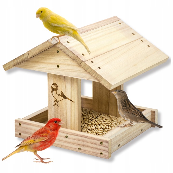 Karmnik dla ptaków domek budka DIY eko drewno ogrodowy solidny na zimę