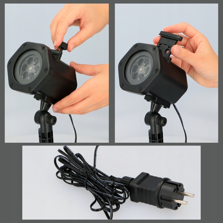 Projektor LASEROWY + świąteczny LED reflektor RZUTNIK 12 KART 6W 48 WZORÓW