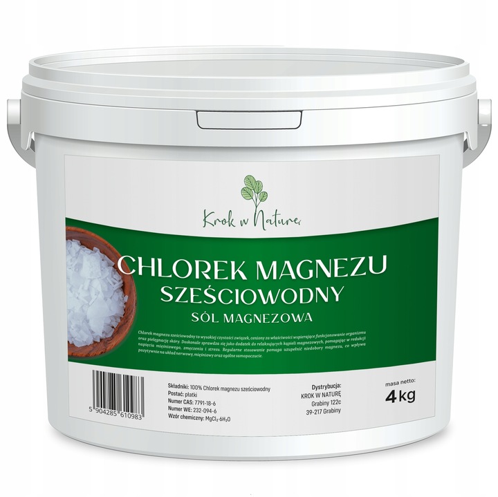 CHLOREK MAGNEZU sól kąpielowa relaks REGENERACJA płatki CZYSTY SKŁAD 4kg