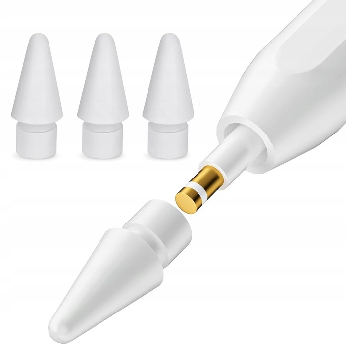 3X KOŃCÓWKA KOMPATYBILNA Z OŁÓWKIEM APPLE PENCIL RYSIK 1 2 GENERACJI BIAŁE
