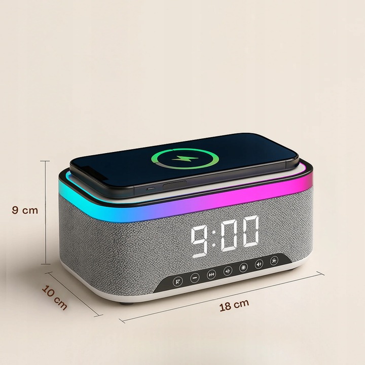 Radio Kuchenne Przenośne Bluetooth Ładowarka Indukcyjna QI Boombox AUX