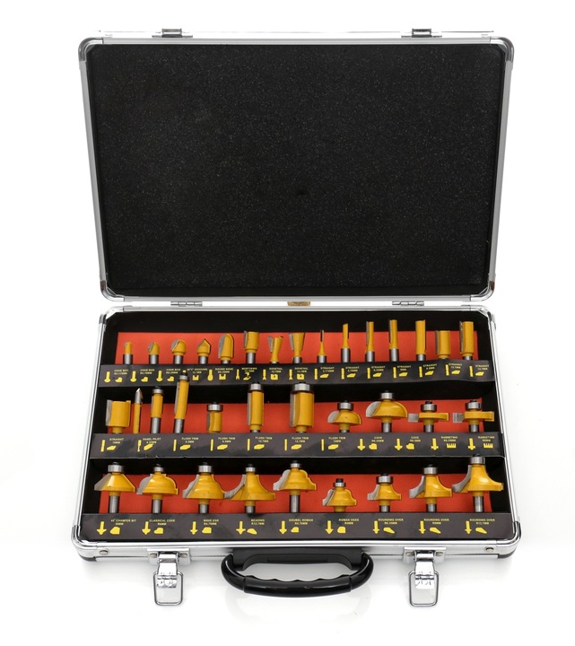 FREZY DO DREWNA 8mm KSZTAŁTOWE 35el TWARDE OSTRE ZESTAW W WALIZCE FREZ