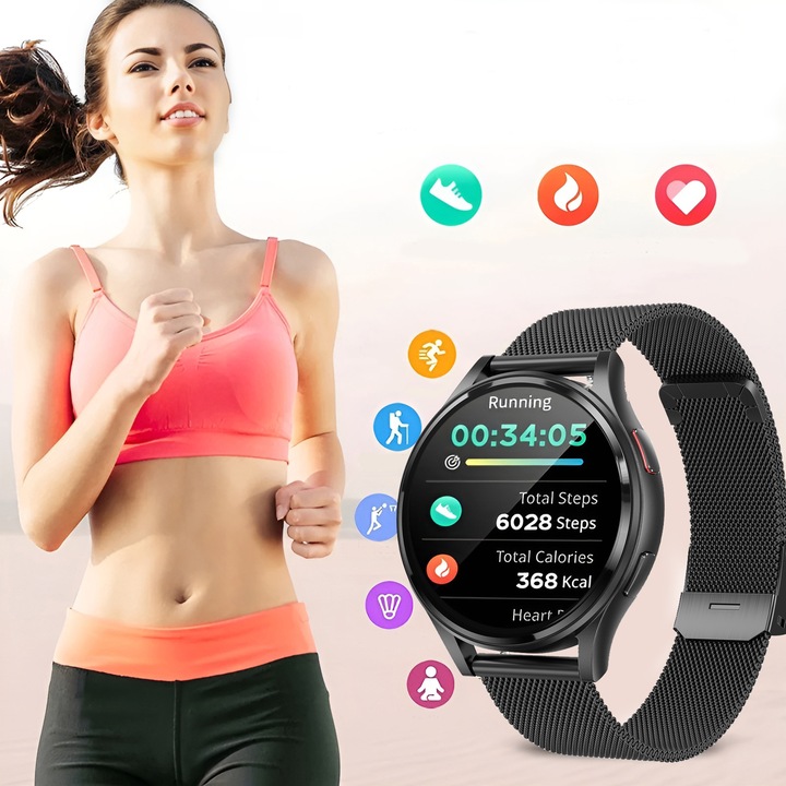 ZEGAREK DAMSKI SMARTWATCH AMOLED EKG POMIAR CUKRU CIŚNIENIE TEMPERATURA