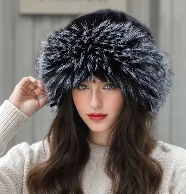CZAPKA DAMSKA ZIMOWA MODNA ELEGANCKA CIEPŁA SZTUCZNE FUTERKO