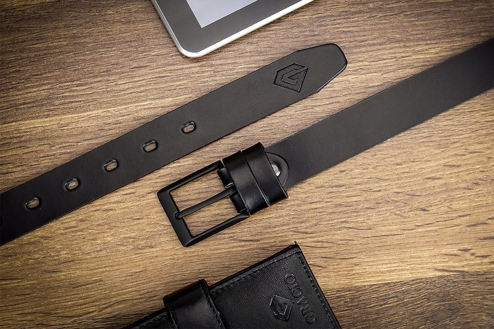 PASEK MĘSKI GRACIO CZARNA KLAMRA KLASYK Skórzany