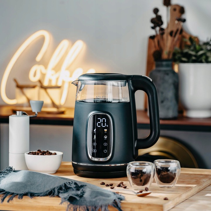 Czajnik Elektryczny Szklany Do Kuchni LED Podtrzymywanie Ciepła 1,7L