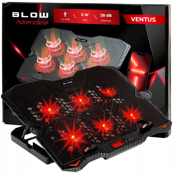 PODSTAWKA PODKŁADKA CHŁODZĄCA POD LAPTOPA 15,6' GAMINGOWA DUŻA LED HUB USB