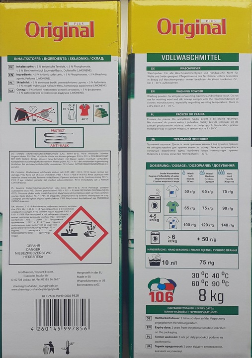 Original Plus OXI POWER Proszek do prania UNIWERSALNY 8kg Mountain