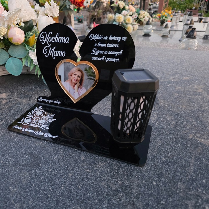 WIECZNY ZNICZ SOLARNY LED Ze Zdjęciem Cmentarz dla Mamy Taty Babci Dziadka