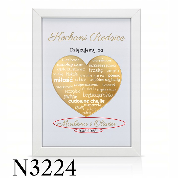 ŚLUBNE PODZIĘKOWANIA DLA RODZICÓW MAMY TATY OBRAZ RAMKA PLAKAT ŚLUB 3D
