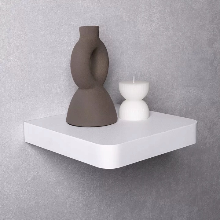 Półka ścienna samowisząca 23cm zaokrąglona - Taso - Biały