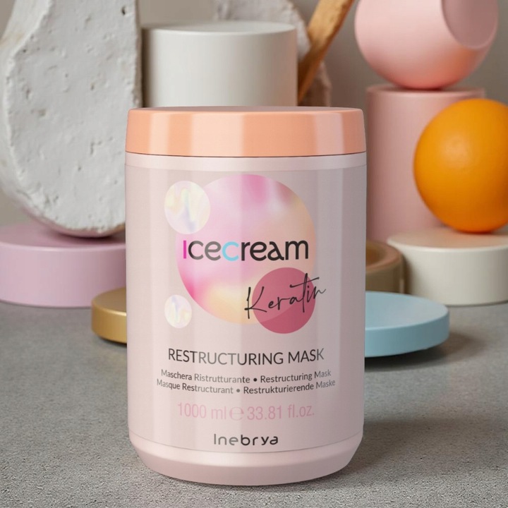 Maska do Włosów Łamliwych Zniszczonych Rekonstruująca Inebrya Keratin 1L